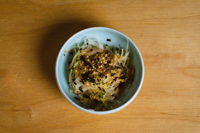 Daikon salad with furikake and sesame