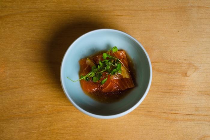 Salmon crudo with lemon