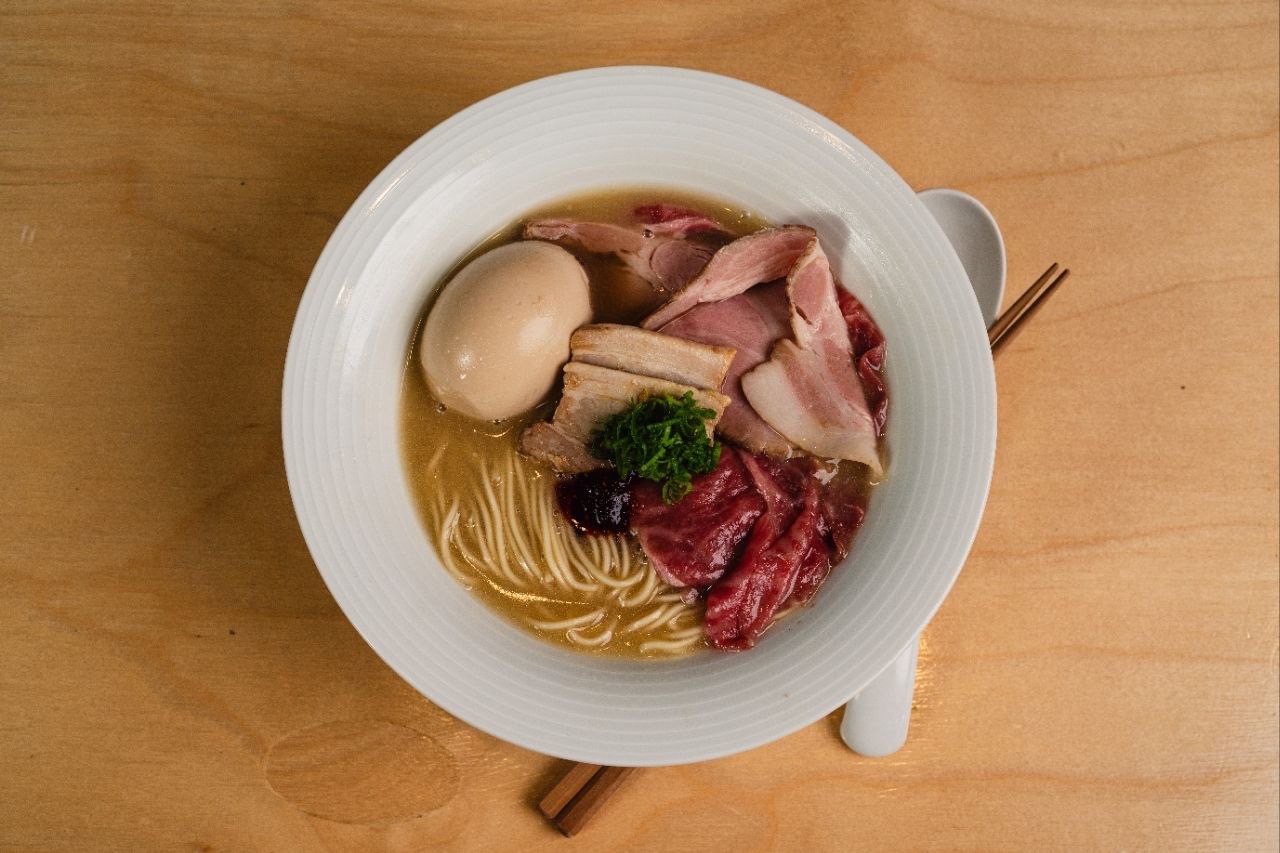 Special tonkotsu with A5 wagyu, pork chashu, pork belly and ajitama
