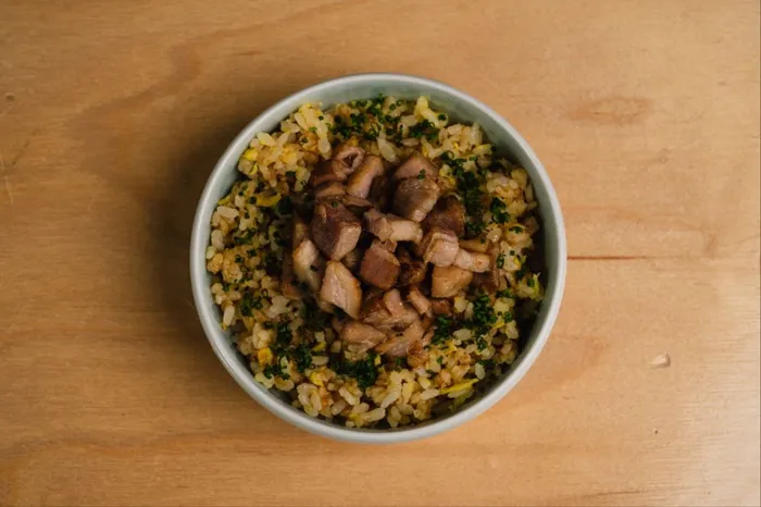 Iro chashu fried rice topped with house pork chashu